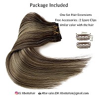 Clip in Hair Extensions Real Human Hair, Dark Brown Balayage Blonde Highlights Real Hair Extensions Clip ins, 7 Pieces 70G Hair Extensions Clip in Human Hair Double Wefts 16 Inch Clip on Extensions