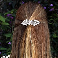 Hinzic 2Pcs Rhinestone Hair Clips Flower Hair Barrettes Crystal Pearl French Hairpins Hair Clip Sparkle Wedding Prom First Communion Accessories For Women Girls Bridal Thick Long Hair