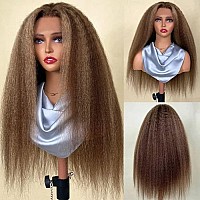 Yiroo Hair 12A Highlight Honey Blonde Kinky Straight Human Hair Wig 13X4 Hd Lace Front Wigs For Women Yaki Straight Glueless Lac