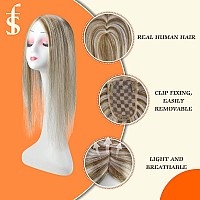 Full Shine Blonde Hair Topper Mono Base Clip In Crown Toppers 3X5 Inch Top Hair Pieces For Hair Loss Thinning Hair Cover Gray Ha