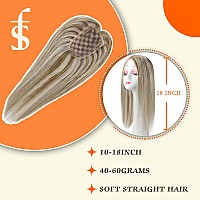 Full Shine Blonde Hair Topper Mono Base Clip In Crown Toppers 3X5 Inch Top Hair Pieces For Hair Loss Thinning Hair Cover Gray Ha