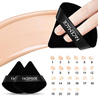 Facemade 12 Pieces Face Powder Puff With A Travel Case Soft Makeup Puff With A Container Triangle Velour Makeup Sponge For Loo