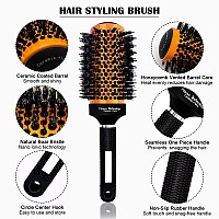 Round Ceramic Ion Thermal Barrel Brush Set With Boar Bristles 4 Different Sizes For Blow Drying Straightening Adding Volume