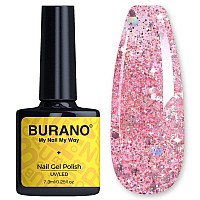 Burano Glitter Gel Nail Polish Led Uv Nail Gel Shimmer Holographic Effect Soak Off Gel Curing Required No Chip Gel Polish Spar