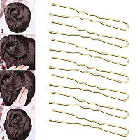 Tbestmax 300 Hair Bun Bobby Pins U Shaped Pin With Box Hair Grips To Clip Ballet Hair Net For Women 7 Cm28 Inch Gold