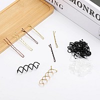 Tbestmax Hair Pins Set100 Pcs U Pins 100 Pcs Bobby Pins Clips 6 Spiral Spin Hair Pins And 150 Rubber Bands Hair Grips To Clip