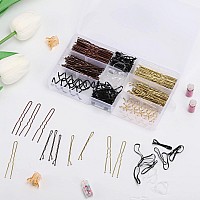 Tbestmax Hair Pins Set100 Pcs U Pins 100 Pcs Bobby Pins Clips 6 Spiral Spin Hair Pins And 150 Rubber Bands Hair Grips To Clip