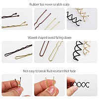 Tbestmax Hair Pins Set100 Pcs U Pins 100 Pcs Bobby Pins Clips 6 Spiral Spin Hair Pins And 150 Rubber Bands Hair Grips To Clip