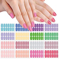 Silpecwee 16 Sheets Youthful Solid Color Nail Wraps For Women Nail Polish Strips Gel Nail Strips Self Adhesive Nail Polish Stick