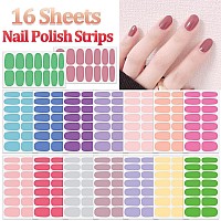 Silpecwee 16 Sheets Youthful Solid Color Nail Wraps For Women Nail Polish Strips Gel Nail Strips Self Adhesive Nail Polish Stick