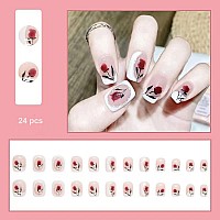 Magrace Short Square Press On Nails Fall Cute Fake Nails Tips With Designs False Nails Press On 24 Pcs Stick On Nails For Women