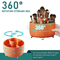 Diesisa 360 Rotating Makeup Brush Organizer With 5 Sections Spining Countertop Swivel Makeup Brush Holder For Cosmetics Nail P