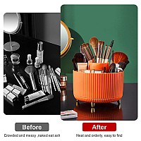 Diesisa 360 Rotating Makeup Brush Organizer With 5 Sections Spining Countertop Swivel Makeup Brush Holder For Cosmetics Nail P