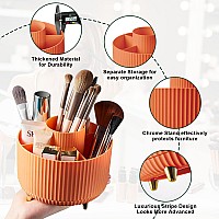 Diesisa 360 Rotating Makeup Brush Organizer With 5 Sections Spining Countertop Swivel Makeup Brush Holder For Cosmetics Nail P