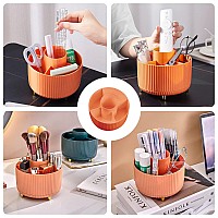 Diesisa 360 Rotating Makeup Brush Organizer With 5 Sections Spining Countertop Swivel Makeup Brush Holder For Cosmetics Nail P