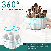 Diesisa Makeup Brush Holder Organizer360 Rotating Makeup Brush Organizer5 Slot Make Up Brushes Cup For Cosmetics Nail Polish