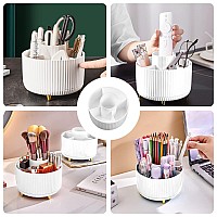 Diesisa Makeup Brush Holder Organizer360 Rotating Makeup Brush Organizer5 Slot Make Up Brushes Cup For Cosmetics Nail Polish