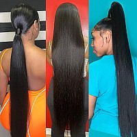 Younsolo Straight Bundles Human Hair 3 Bundles 20 22 24 Inches Straight Hair Bundles Brazilian Virgin Hair Natural Black Color B