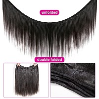 Younsolo Straight Bundles Human Hair 3 Bundles 20 22 24 Inches Straight Hair Bundles Brazilian Virgin Hair Natural Black Color B