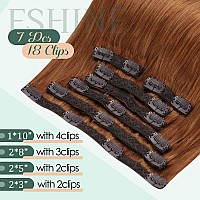 Fshine Clip In Hair Extensions 7Pcs Crimson Seamless Remy Human Hair Extensions Clip Ins Double Weft Straight Natural Hair 120G