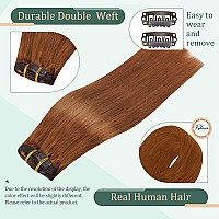 Fshine Clip In Hair Extensions 7Pcs Crimson Seamless Remy Human Hair Extensions Clip Ins Double Weft Straight Natural Hair 120G