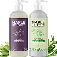 Sulfate Free Shampoo And Conditioner Set Tea Tree Sage And Rosemary Shampoo And Conditioner For Dry Flaky Scalp Care Deep Cl