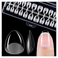 Gelike Ec Extra Short Soft Gel Nail Tips Kit For Soak Off Full Coveralmond Shaped Prebuff Pmma Resinclear Ultrathin Design