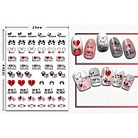 Valentines Nail Stickers 3D Self Adhesive Decals Cute Nail Stickers Valentines Day Nail Stickers Romantic Love Cartoon Heart Nai