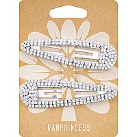 Kanprincess Hair Clips 2Pcs 31Inch Rhinestone Silver Hair Accessories Hair Barrettes For Women Girls Bridal Wedding Party