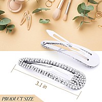 Kanprincess Hair Clips 2Pcs 31Inch Rhinestone Silver Hair Accessories Hair Barrettes For Women Girls Bridal Wedding Party