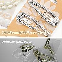 Kanprincess Hair Clips 2Pcs 31Inch Rhinestone Silver Hair Accessories Hair Barrettes For Women Girls Bridal Wedding Party