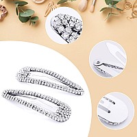 Kanprincess Hair Clips 2Pcs 31Inch Rhinestone Silver Hair Accessories Hair Barrettes For Women Girls Bridal Wedding Party