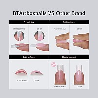 Btartboxnails French Gel Nail Kit French Tip Press On Nails Brown Short Almond Xcoattips Preapplied Tip Primer Base Coat Fa