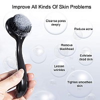 4 Pcs Large Face Scrubber Beomeen Facial Cleansing Brush Charcoal Black Bristles Exfoliator Soft Brush With Lid For Gentle Deep