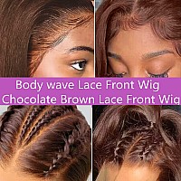 Missjay 26 Inch Chocolate Brown Lace Front Wig 13X4 Hd Lace Front Wigs Human Hair Body Wave Lace Front Wigs Human Hair Wigs For