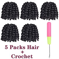 Wand Curl Crochet Hair 8Inch Jamaican Bounce Crochet Hair 5Packs 1B Black Wand Curl Colored Crochet Braids Hair 80Gpcs Ringlet