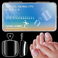 Funfe Toe Nail Tips 120Pcs Press On Toenails Full Cover Shape Gel X Nail Tips Professional Short Square Nails For Toe Clear Nail