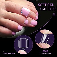 Funfe Toe Nail Tips 120Pcs Press On Toenails Full Cover Shape Gel X Nail Tips Professional Short Square Nails For Toe Clear Nail