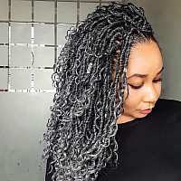 Faux Locs Crochet Hair 18 Inch Ombre Goddess Locs Crochet Hair For Women Soft River Locs Curly Pre Looped Crochet Braids With Cu