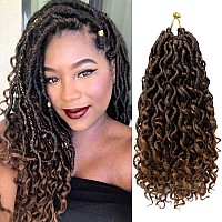 Faux Locs Crochet Hair 10 Inch Ombre Goddess Locs Crochet Hair For Women Soft River Locs Curly Pre Looped Crochet Braids With Cu