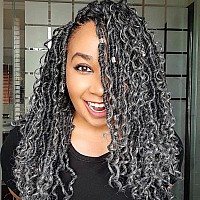 14 Inch 7 Packs Ombre Faux Locs Crochet Hair Goddess Locs Crochet Hair For Women Pre Looped Soft River Locs Gray Crochet Braids