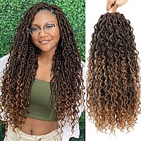 Baota 18 Inch Faux Locs 7 Packs Goddess Locs Crochet Hair With Curly Ends Ombre Blonde Soft Locs River Locs For Women Boho Hippi