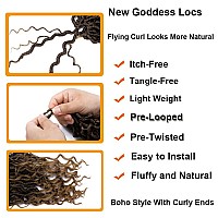 Baota 18 Inch Faux Locs 7 Packs Goddess Locs Crochet Hair With Curly Ends Ombre Blonde Soft Locs River Locs For Women Boho Hippi