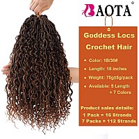 Baota Brown Faux Locs Crochet Hair 18 Inch 7 Packs Ombre Goddess Locs Crochet Hair With Curly Ends Soft Locs River Locs For Wome