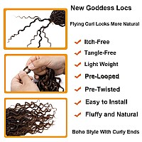 Baota Brown Faux Locs Crochet Hair 18 Inch 7 Packs Ombre Goddess Locs Crochet Hair With Curly Ends Soft Locs River Locs For Wome