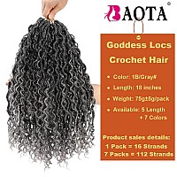 Goddess Locs Crochet Hair 18 Inch 7 Packs Ombre Gray Faux Locs Crochet Hair For Women Pre Looped Soft River Locs Crochet Hair Wi