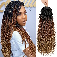 Baota 12 Inch Goddess Locs Crochet Hair 7 Packs Prelooped Crochet Hair For Women Ombre Brown Blonde Boho Locs River Locs Croche