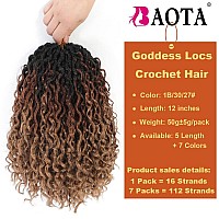 Baota 12 Inch Goddess Locs Crochet Hair 7 Packs Prelooped Crochet Hair For Women Ombre Brown Blonde Boho Locs River Locs Croche