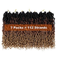 Baota 12 Inch Goddess Locs Crochet Hair 7 Packs Prelooped Crochet Hair For Women Ombre Brown Blonde Boho Locs River Locs Croche