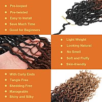 Baota 12 Inch Goddess Locs Crochet Hair 7 Packs Prelooped Crochet Hair For Women Ombre Brown Blonde Boho Locs River Locs Croche